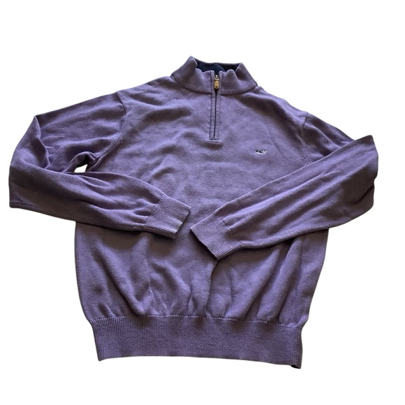 Small Vineyard Vines Classic Solid 1/4 Zip Pullover Sweater Purple - Picture 1 of 11
